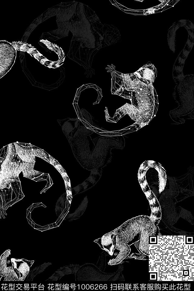 男装猴子动物数码印花华亿平台下载（图片编号: 1006266） - 瓦栏（Walan）