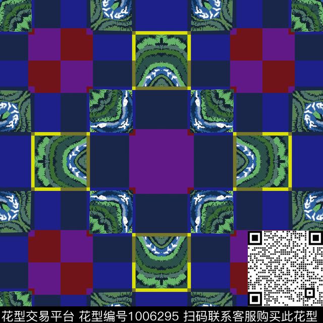 格子几何潮牌数码印花华亿平台下载（图片编号: 1006295） - 瓦栏（Walan）