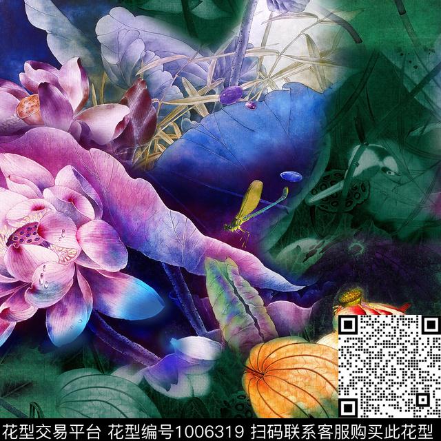 数码华亿平台创意手绘花卉数码印花华亿平台下载（图片编号: 1006319） - 瓦栏（Walan）