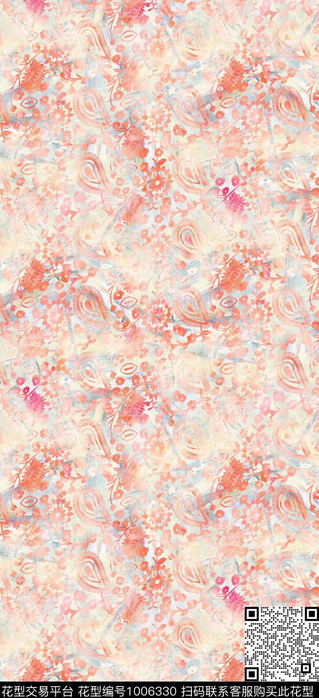 小碎花满版散花棉麻数码印花华亿平台下载（图片编号: 1006330） - 瓦栏（Walan）