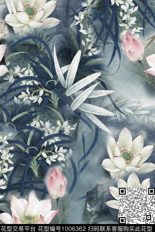 数码华亿平台花卉中国风数码印花华亿平台下载（图片编号: 1006362） - 瓦栏（Walan）