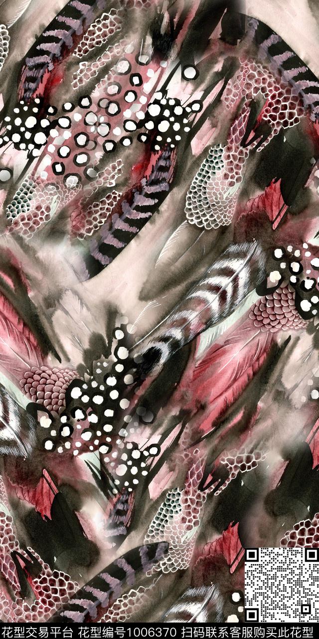 抽象羽毛女装数码印花华亿平台下载（图片编号: 1006370） - 瓦栏（Walan）