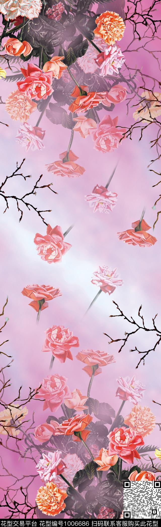 数码华亿平台围巾植物数码印花华亿平台下载（图片编号: 1006686） - 瓦栏（Walan）