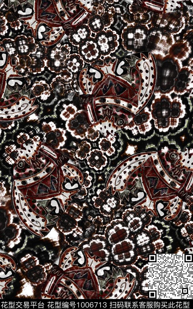 民族风抽象几何数码印花华亿平台下载（图片编号: 1006713） - 瓦栏（Walan）