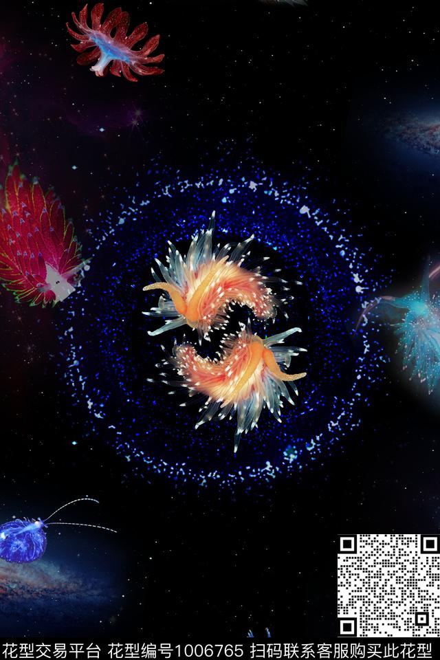 星空动物海洋数码印花华亿平台下载（图片编号: 1006765） - 瓦栏（Walan）