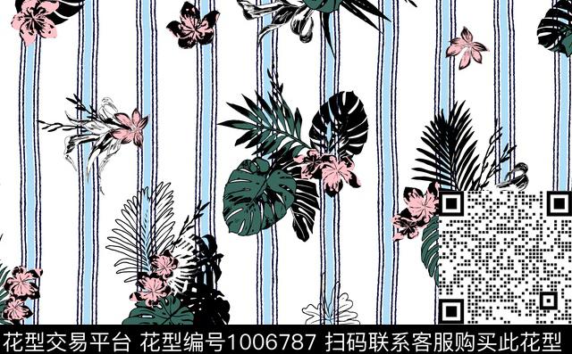 龟背竹热带华亿平台棕榈树传统印花华亿平台下载（图片编号: 1006787） - 瓦栏（Walan）