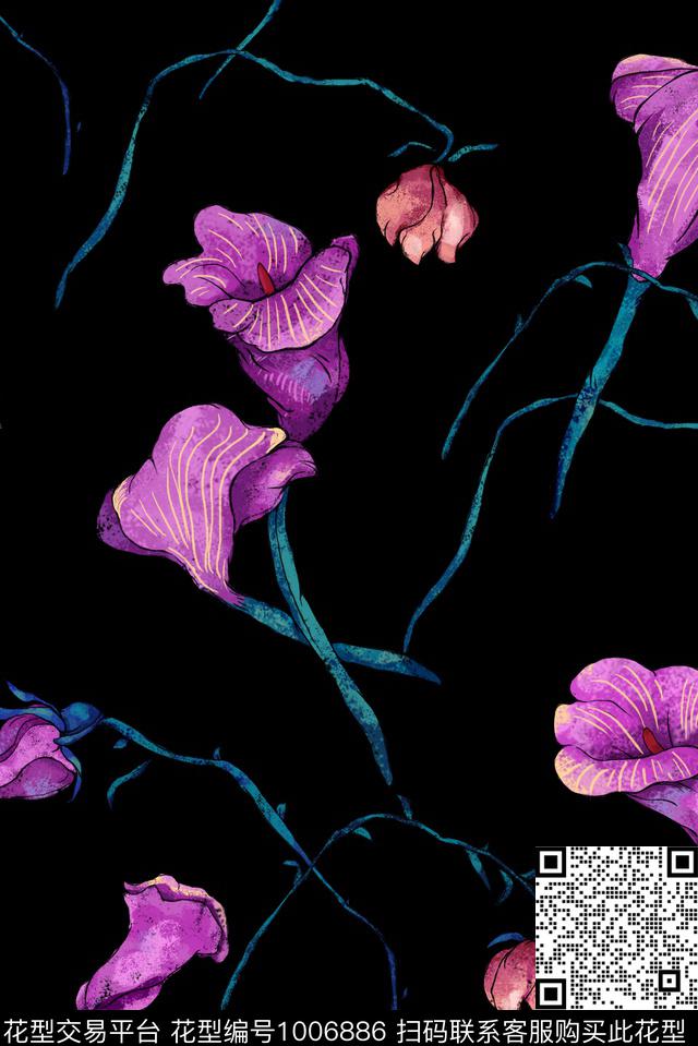 花卉大牌风华丽宫廷风传统印花华亿平台下载（图片编号: 1006886） - 瓦栏（Walan）