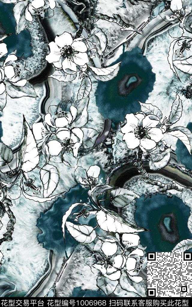 民族风抽象花卉数码印花华亿平台下载（图片编号: 1006968） - 瓦栏（Walan）