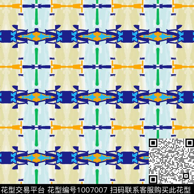 几何潮牌休闲风数码印花华亿平台下载（图片编号: 1007007） - 瓦栏（Walan）