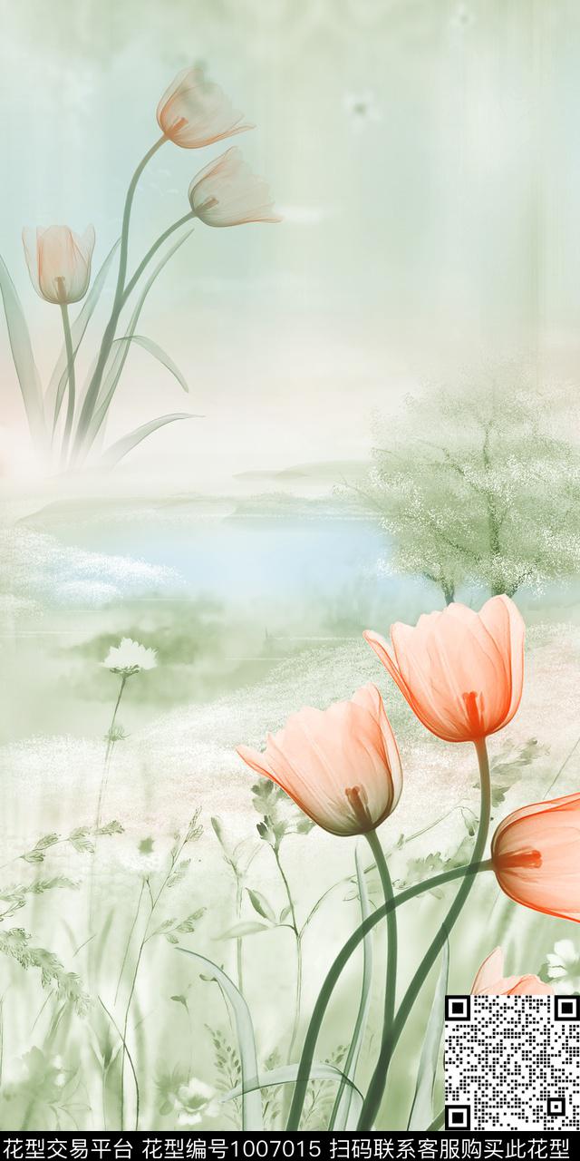 民族风抽象花卉数码印花华亿平台下载（图片编号: 1007015） - 瓦栏（Walan）