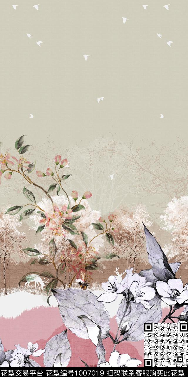 民族风花卉复古数码印花华亿平台下载（图片编号: 1007019） - 瓦栏（Walan）