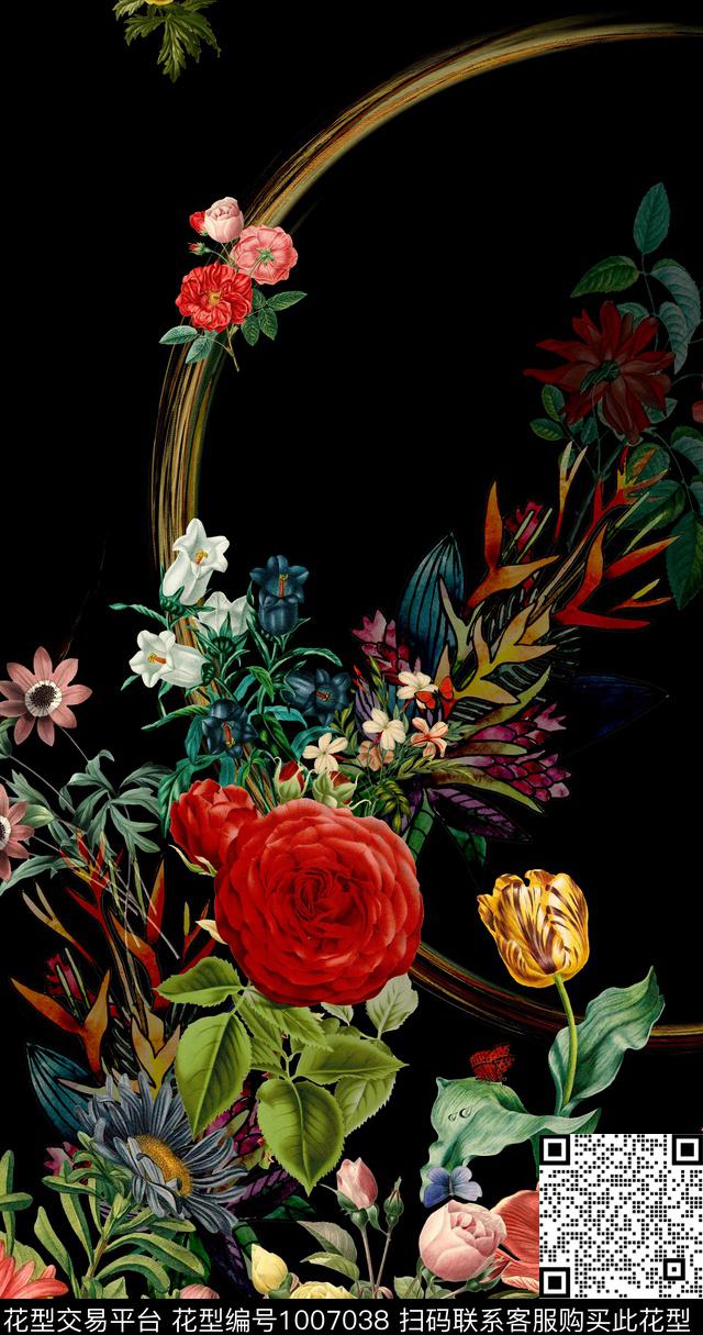 花卉绿植树叶定位花数码印花华亿平台下载（图片编号: 1007038） - 瓦栏（Walan）