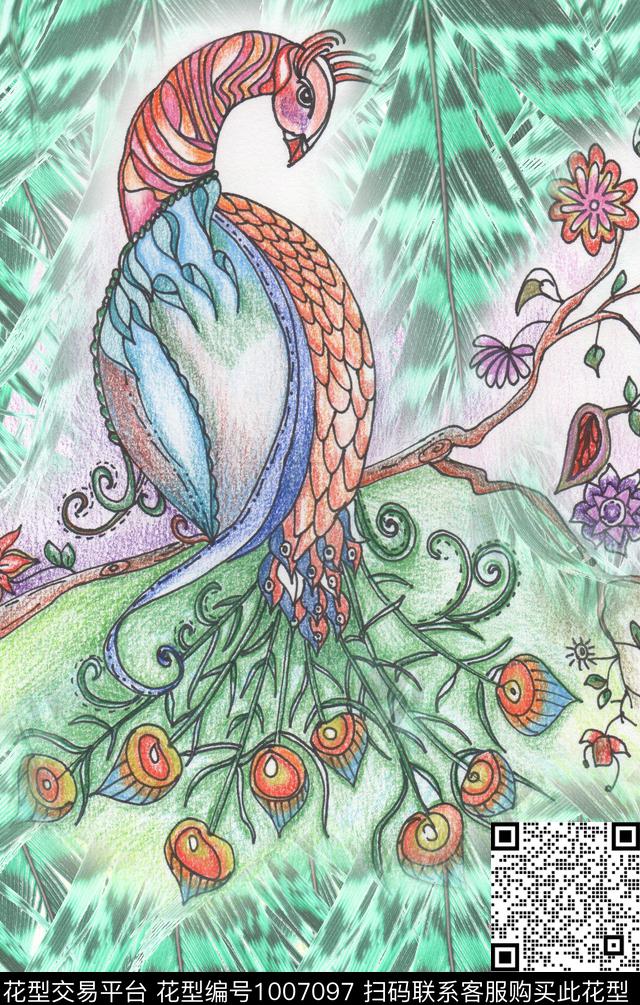 数码华亿平台民族风定位花数码印花华亿平台下载（图片编号: 1007097） - 瓦栏（Walan）