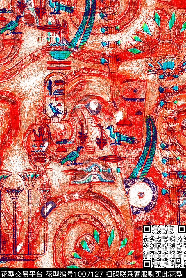 民族风卡通油画华亿平台数码印花华亿平台下载（图片编号: 1007127） - 瓦栏（Walan）