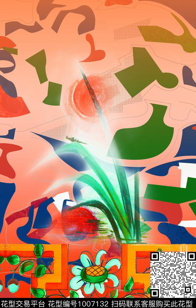 数码华亿平台波西米亚定位花数码印花华亿平台下载（图片编号: 1007132） - 瓦栏（Walan）