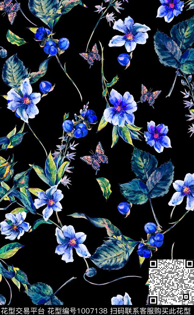 小碎花花卉女装数码印花华亿平台下载（图片编号: 1007138） - 瓦栏（Walan）