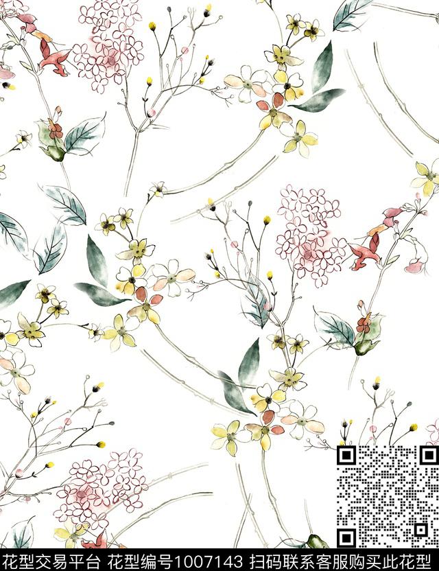 植物花卉手绘花卉数码印花华亿平台下载（图片编号: 1007143） - 瓦栏（Walan）