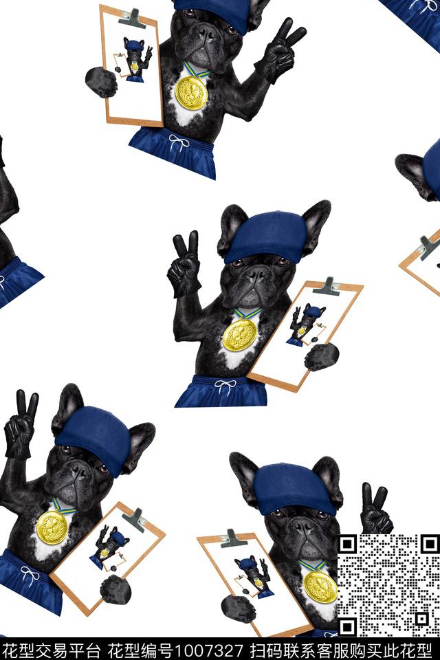 嘻哈卡通狗数码印花华亿平台下载（图片编号: 1007327） - 瓦栏（Walan）