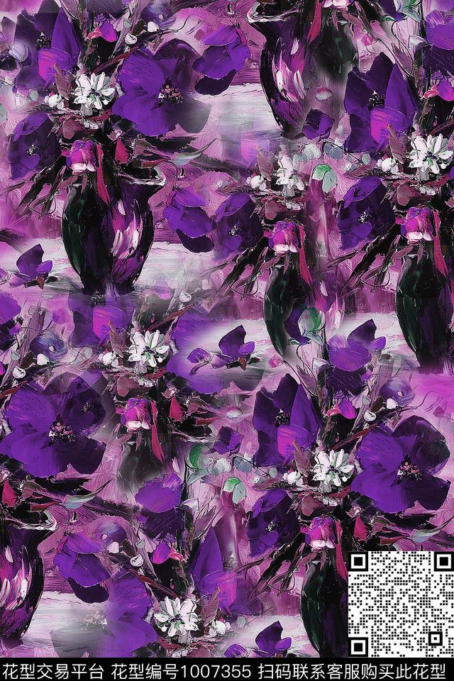 数码华亿平台花卉油画华亿平台数码印花华亿平台下载（图片编号: 1007355） - 瓦栏（Walan）