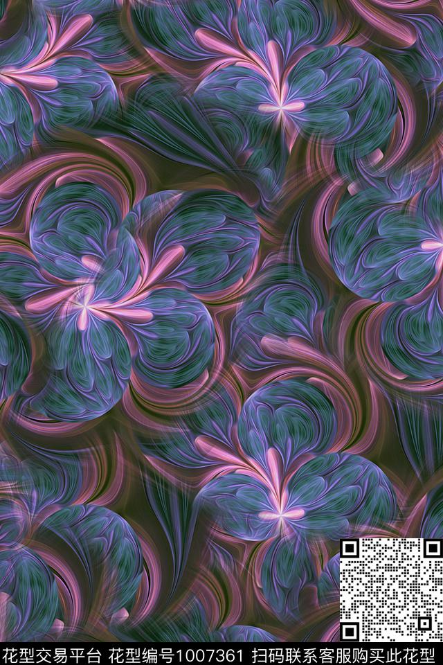 数码华亿平台分形抽象数码印花华亿平台下载（图片编号: 1007361） - 瓦栏（Walan）