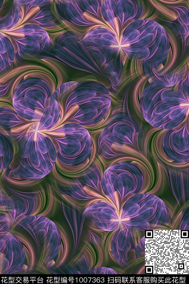 数码华亿平台分形抽象数码印花华亿平台下载（图片编号: 1007363） - 瓦栏（Walan）