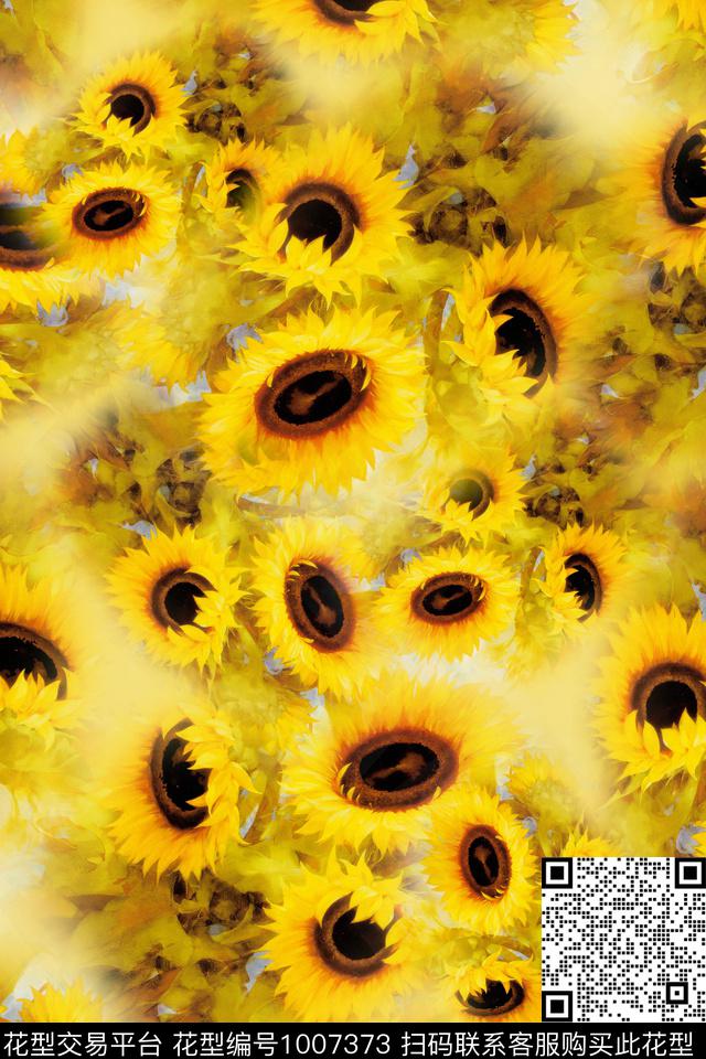 数码华亿平台向日葵花卉数码印花华亿平台下载（图片编号: 1007373） - 瓦栏（Walan）