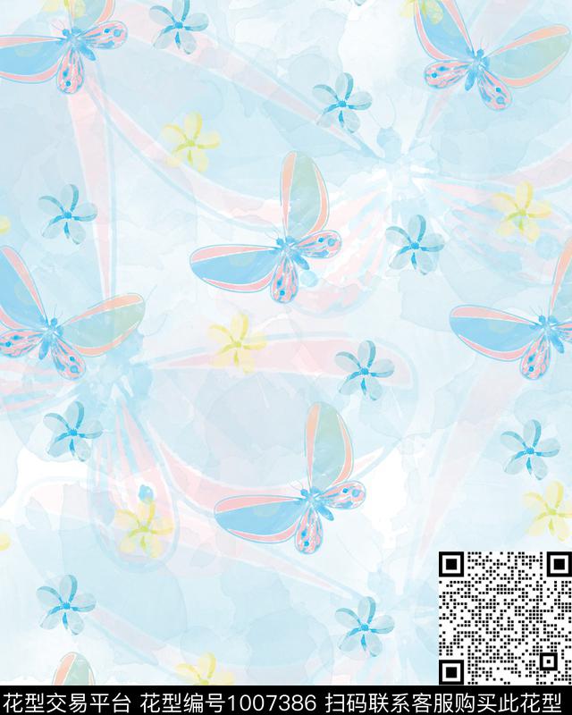 数码华亿平台民族风水彩花卉数码印花华亿平台下载（图片编号: 1007386） - 瓦栏（Walan）