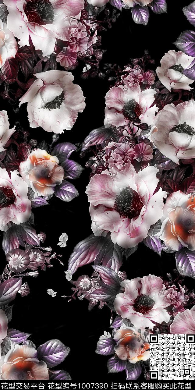 花卉3D立体绿植树叶数码印花华亿平台下载（图片编号: 1007390） - 瓦栏（Walan）