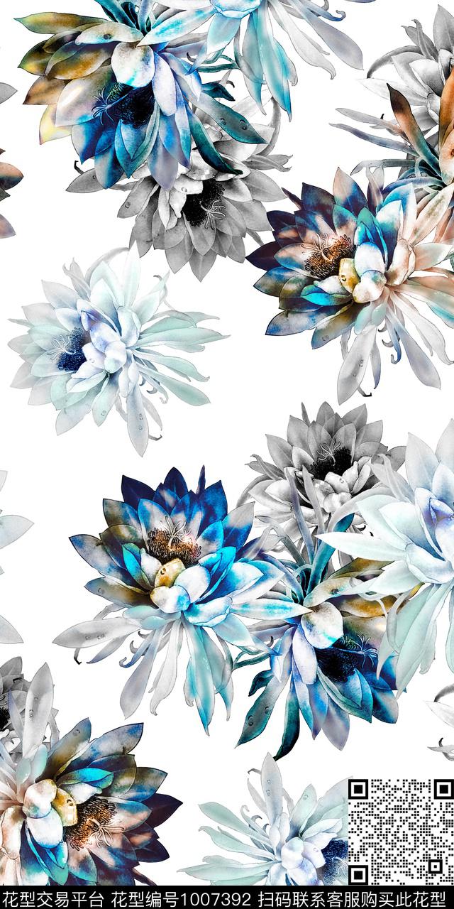 花卉3D立体绿植树叶数码印花华亿平台下载（图片编号: 1007392） - 瓦栏（Walan）