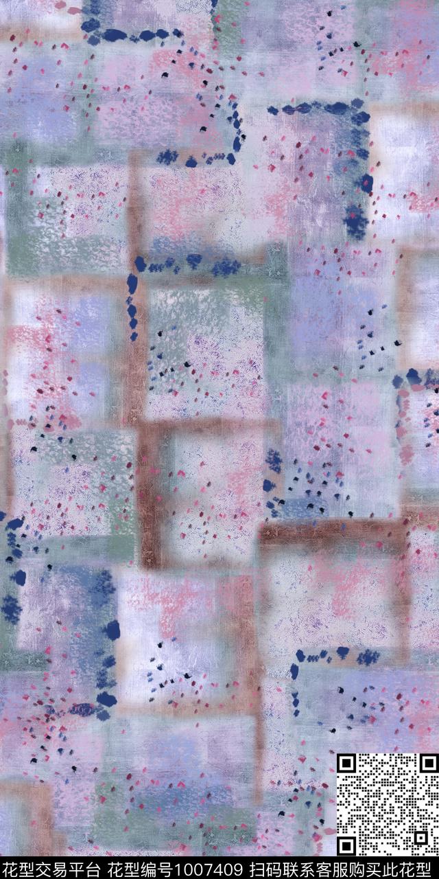 格子抽象几何数码印花华亿平台下载（图片编号: 1007409） - 瓦栏（Walan）