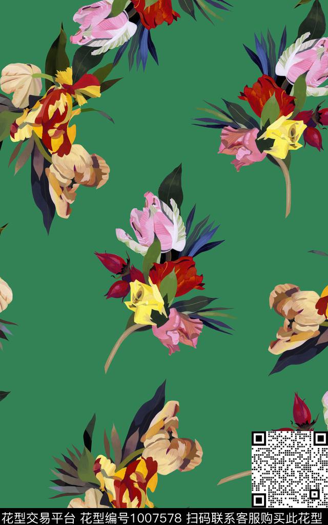 抽象花卉热带华亿平台趋势华亿平台数码印花华亿平台下载（图片编号: 1007578） - 瓦栏（Walan）