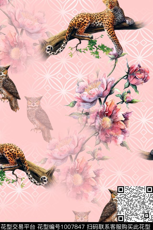 猫头鹰大牌男装动物数码印花华亿平台下载（图片编号: 1007847） - 瓦栏（Walan）