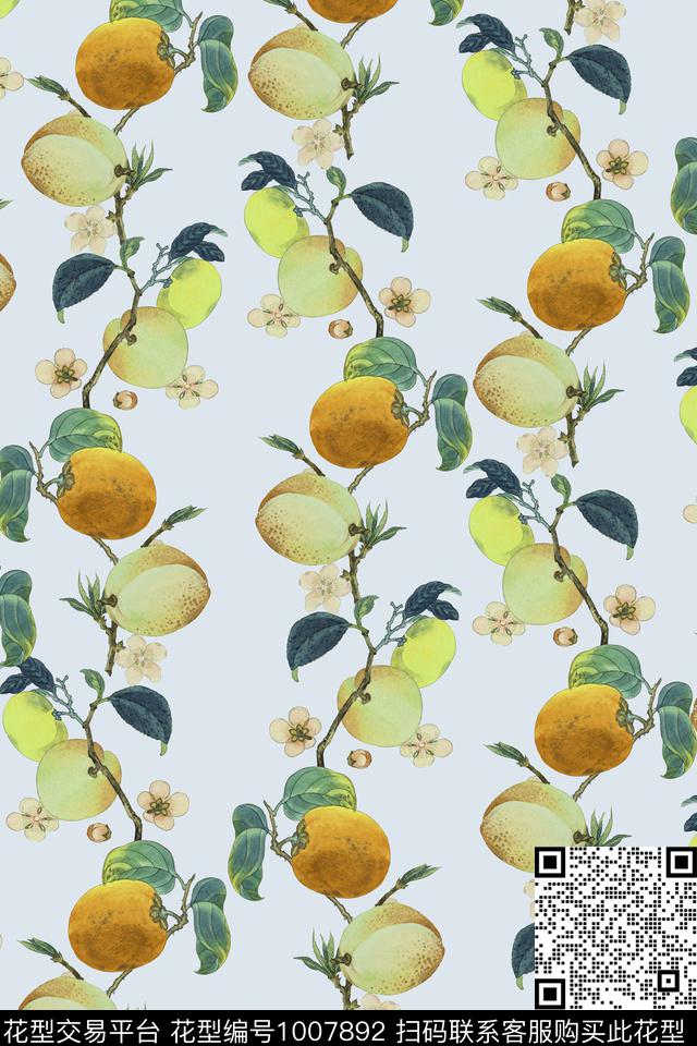 硕果累累淡雅中国风水果传统印花华亿平台下载（图片编号: 1007892） - 瓦栏（Walan）