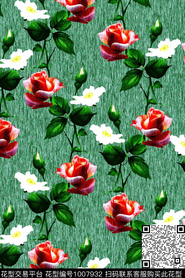 玫瑰花纹理底怀旧风传统印花华亿平台下载（图片编号: 1007932） - 瓦栏（Walan）