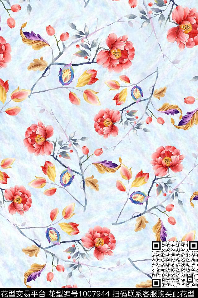 小碎花花卉数码印花华亿平台下载（图片编号: 1007944） - 瓦栏（Walan）