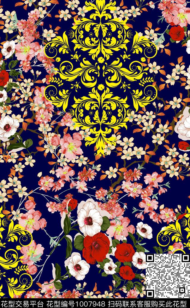 小碎花欧洲复古风数码印花华亿平台下载（图片编号: 1007948） - 瓦栏（Walan）