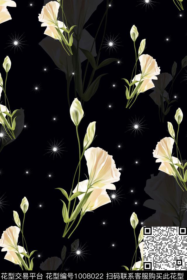 数码华亿平台手绘玫瑰花卉数码印花华亿平台下载（图片编号: 1008022） - 瓦栏（Walan）