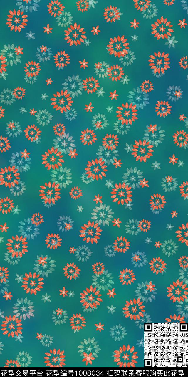 数码华亿平台手绘花卉女装数码印花华亿平台下载（图片编号: 1008034） - 瓦栏（Walan）