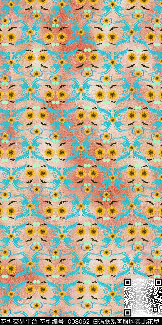 数码华亿平台手绘花卉女装数码印花华亿平台下载（图片编号: 1008062） - 瓦栏（Walan）