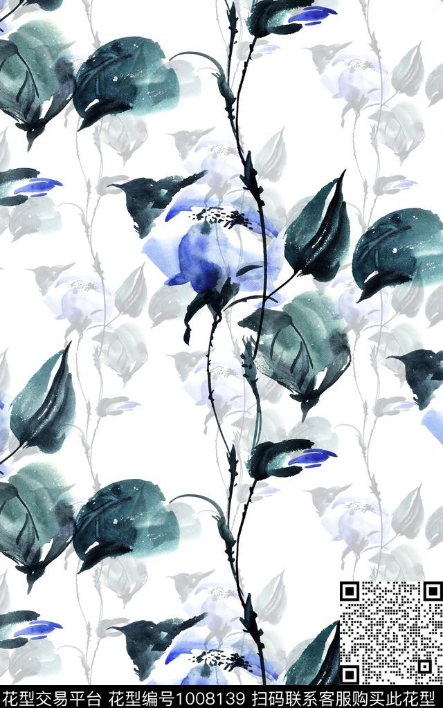 民族风抽象花卉数码印花华亿平台下载（图片编号: 1008139） - 瓦栏（Walan）