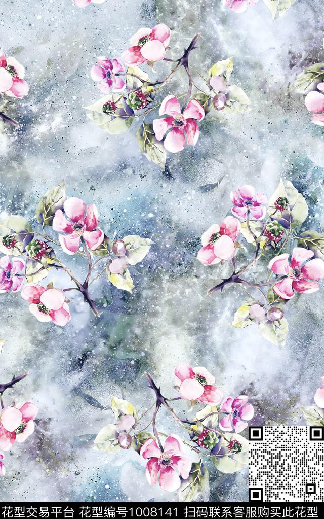 民族风抽象花卉数码印花华亿平台下载（图片编号: 1008141） - 瓦栏（Walan）