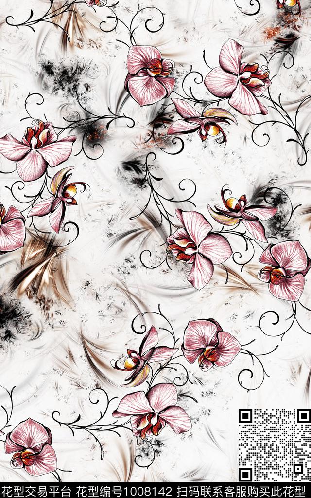 民族风抽象花卉数码印花华亿平台下载（图片编号: 1008142） - 瓦栏（Walan）