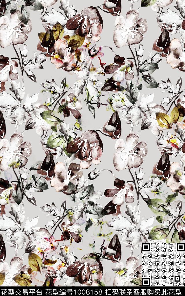 民族风抽象花卉数码印花华亿平台下载（图片编号: 1008158） - 瓦栏（Walan）