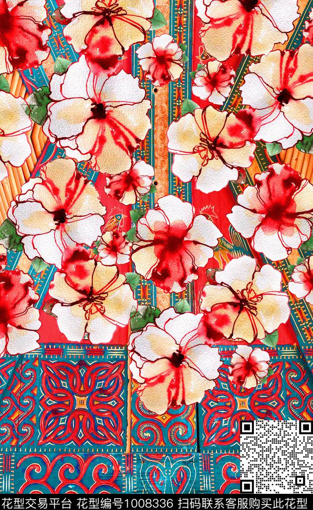 数码华亿平台民族风定位花数码印花华亿平台下载（图片编号: 1008336） - 瓦栏（Walan）