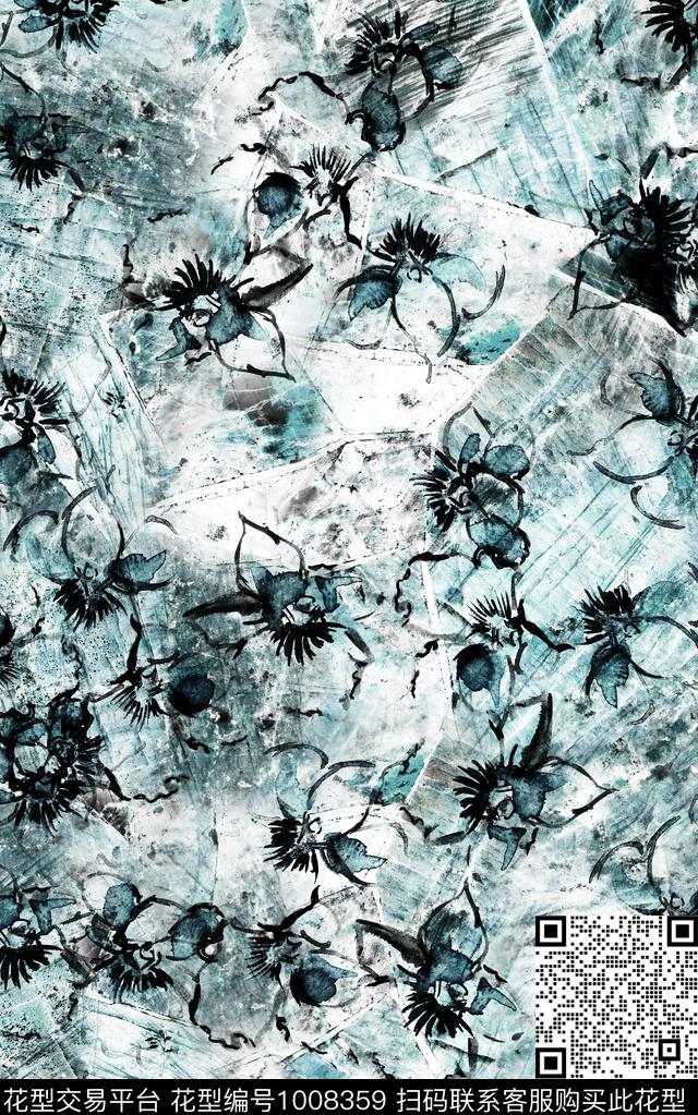 民族风抽象花卉数码印花华亿平台下载（图片编号: 1008359） - 瓦栏（Walan）