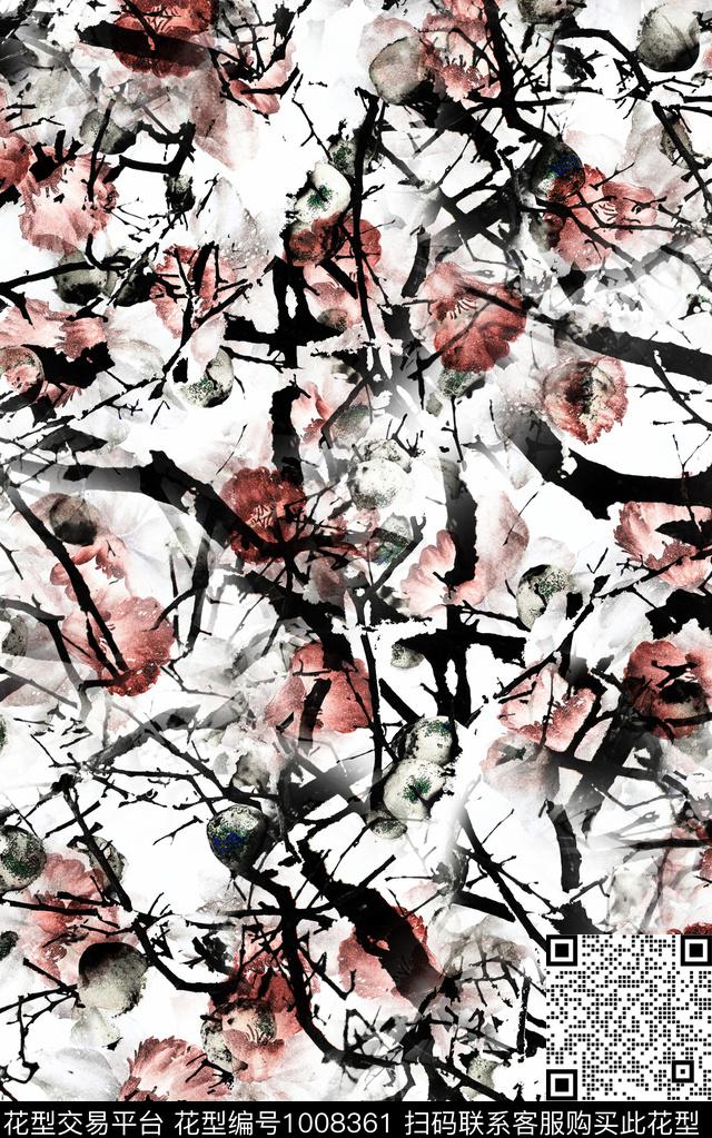 民族风抽象花卉数码印花华亿平台下载（图片编号: 1008361） - 瓦栏（Walan）