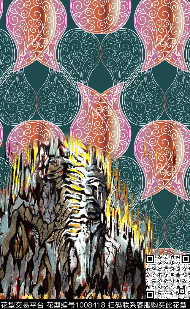 数码华亿平台民族风定位花数码印花华亿平台下载（图片编号: 1008418） - 瓦栏（Walan）