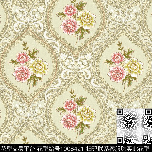 欧洲田园花卉家纺布艺花纹数码印花华亿平台下载（图片编号: 1008421） - 瓦栏（Walan）
