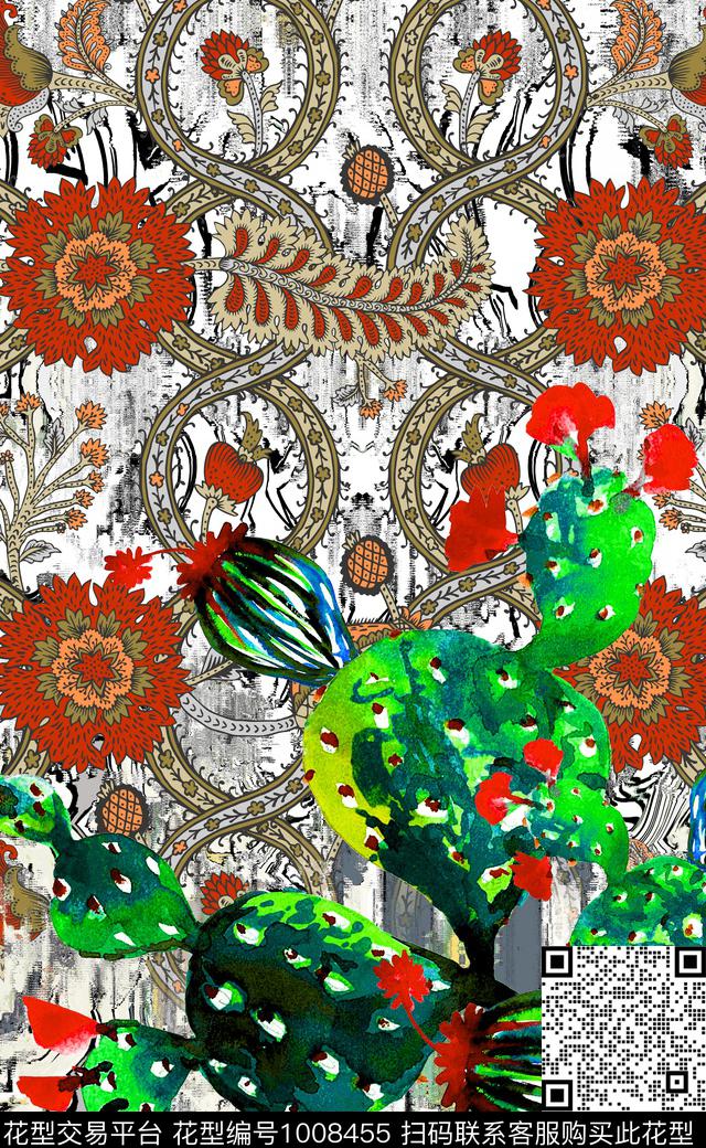数码华亿平台民族风定位花数码印花华亿平台下载（图片编号: 1008455） - 瓦栏（Walan）