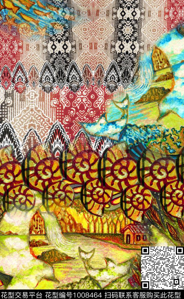 数码华亿平台民族风定位花数码印花华亿平台下载（图片编号: 1008464） - 瓦栏（Walan）